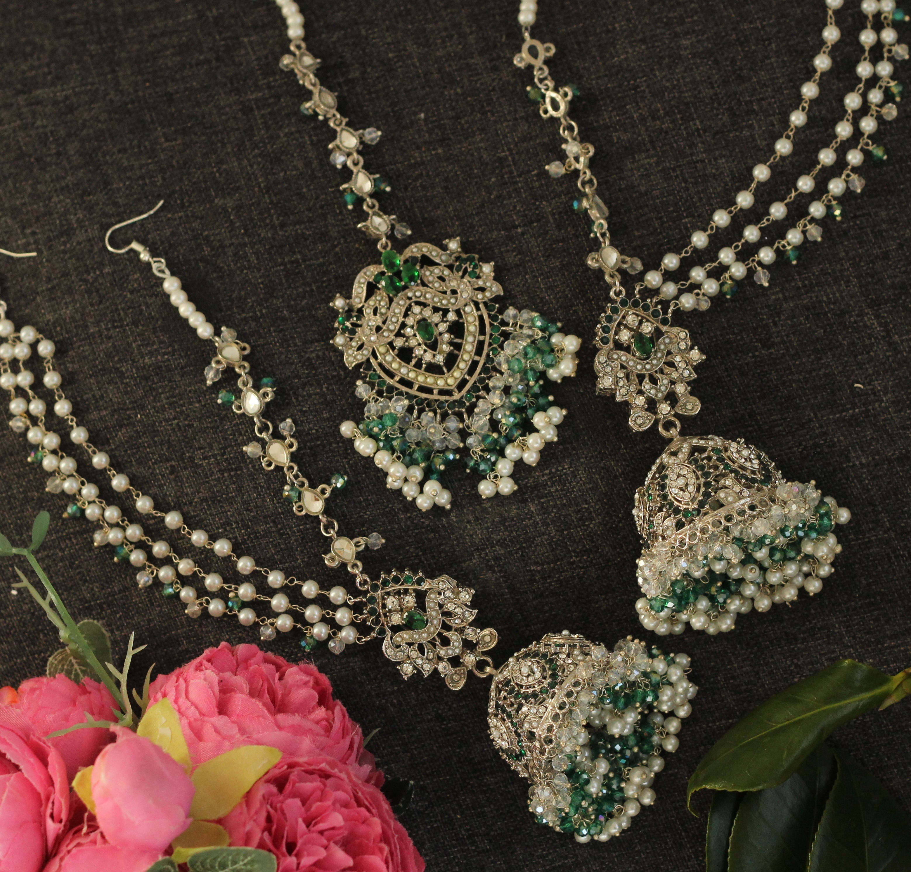 Jhumka earrings green