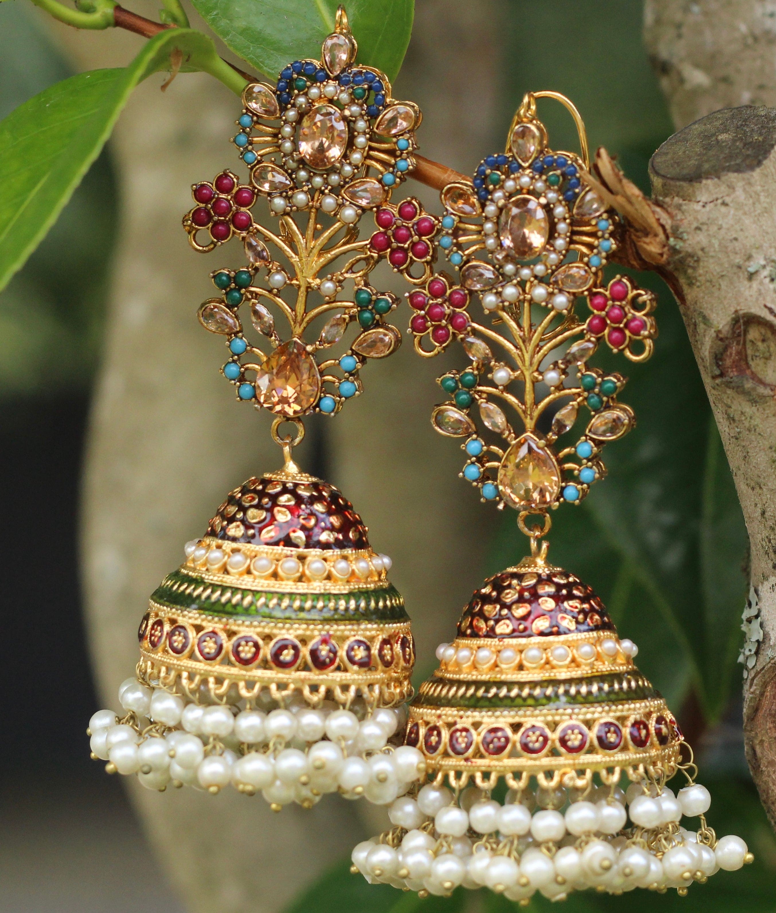 JHUMKA EARRINGS WITH MEENAKARI