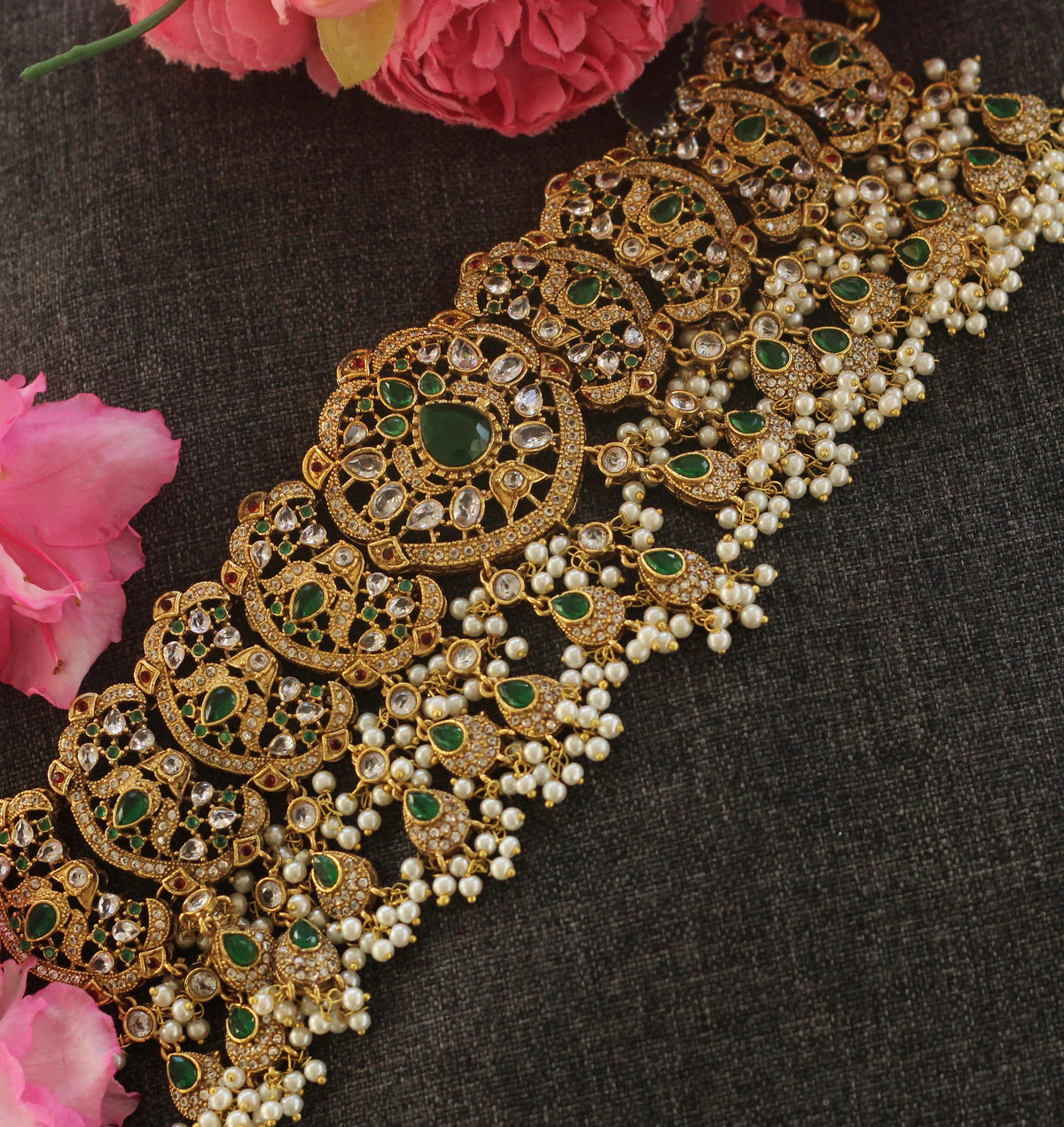 ZAIBAISH CHOKER SET GREEN