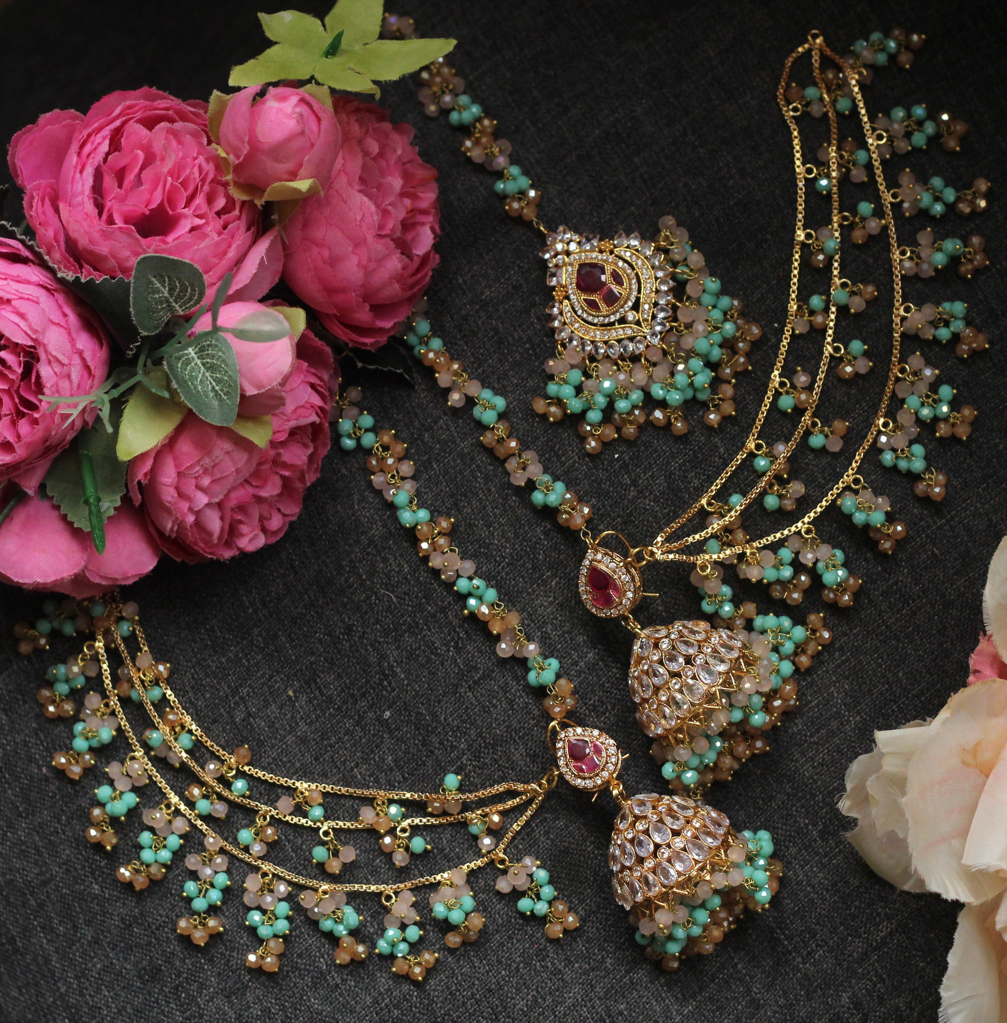 JHUMKA LAYER EARRINGS & TIKKA