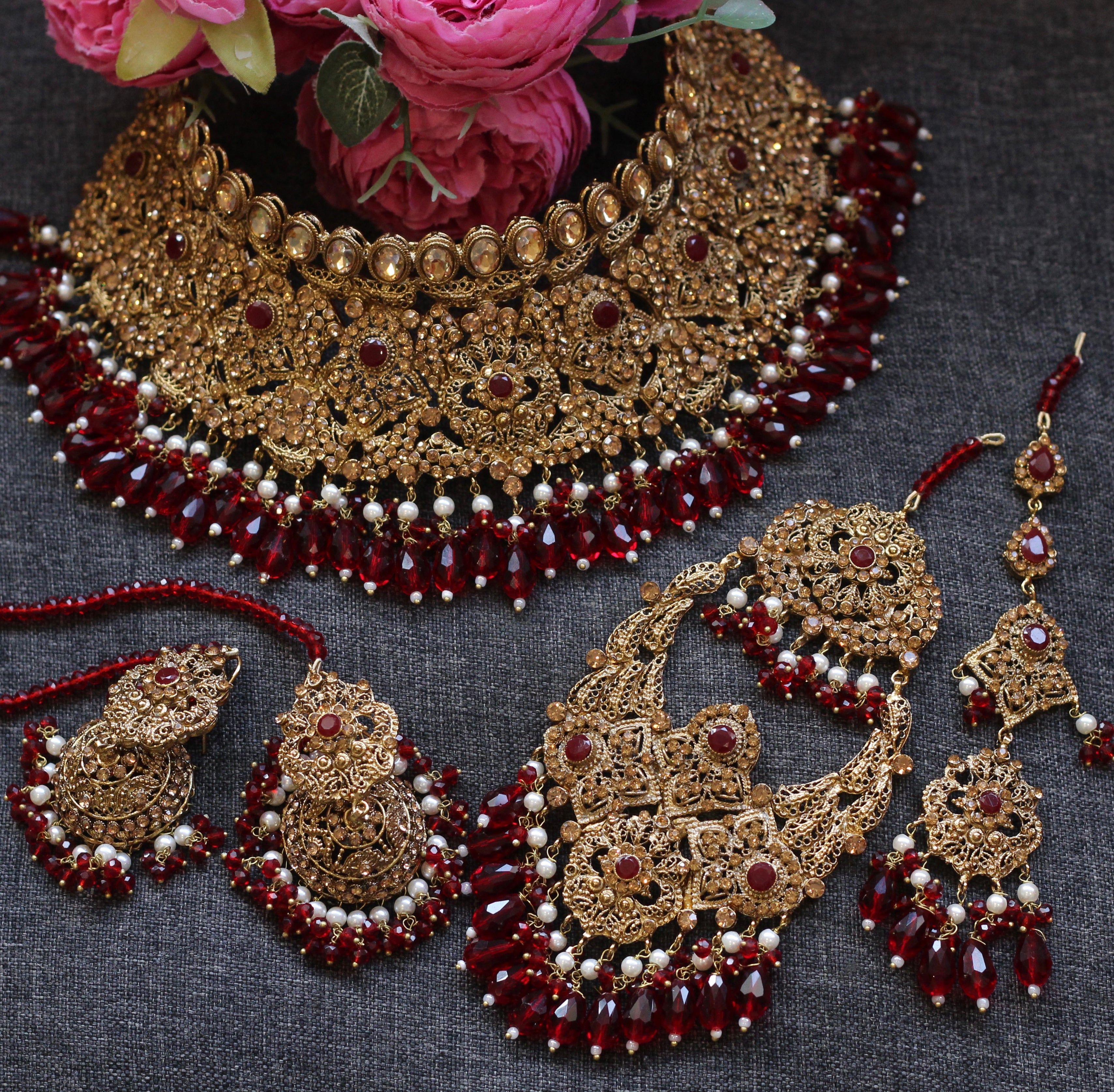 Red bridal jewelry