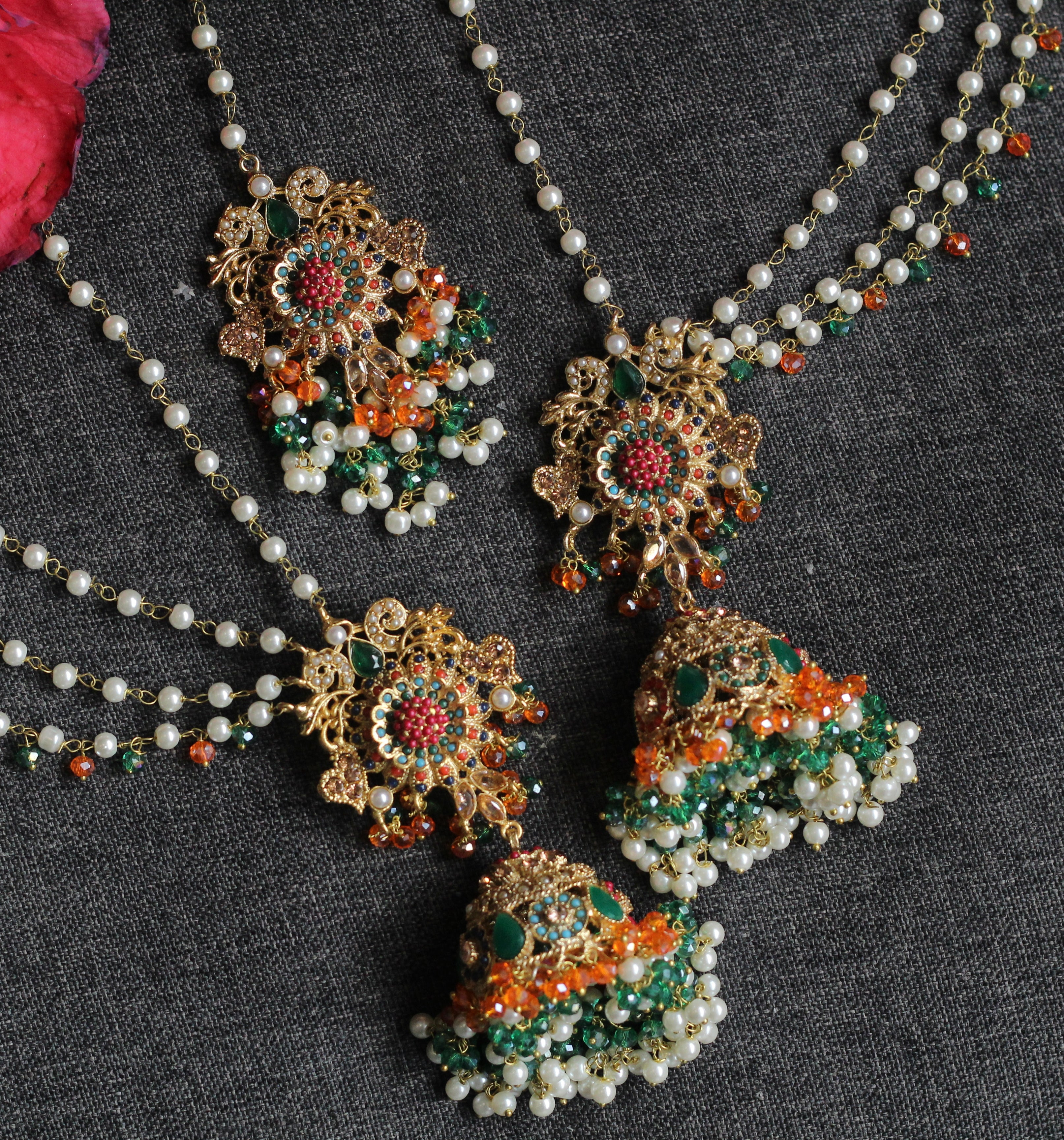 SOHANA LAYER JHUMKA EARRINGS WITH TIKKA