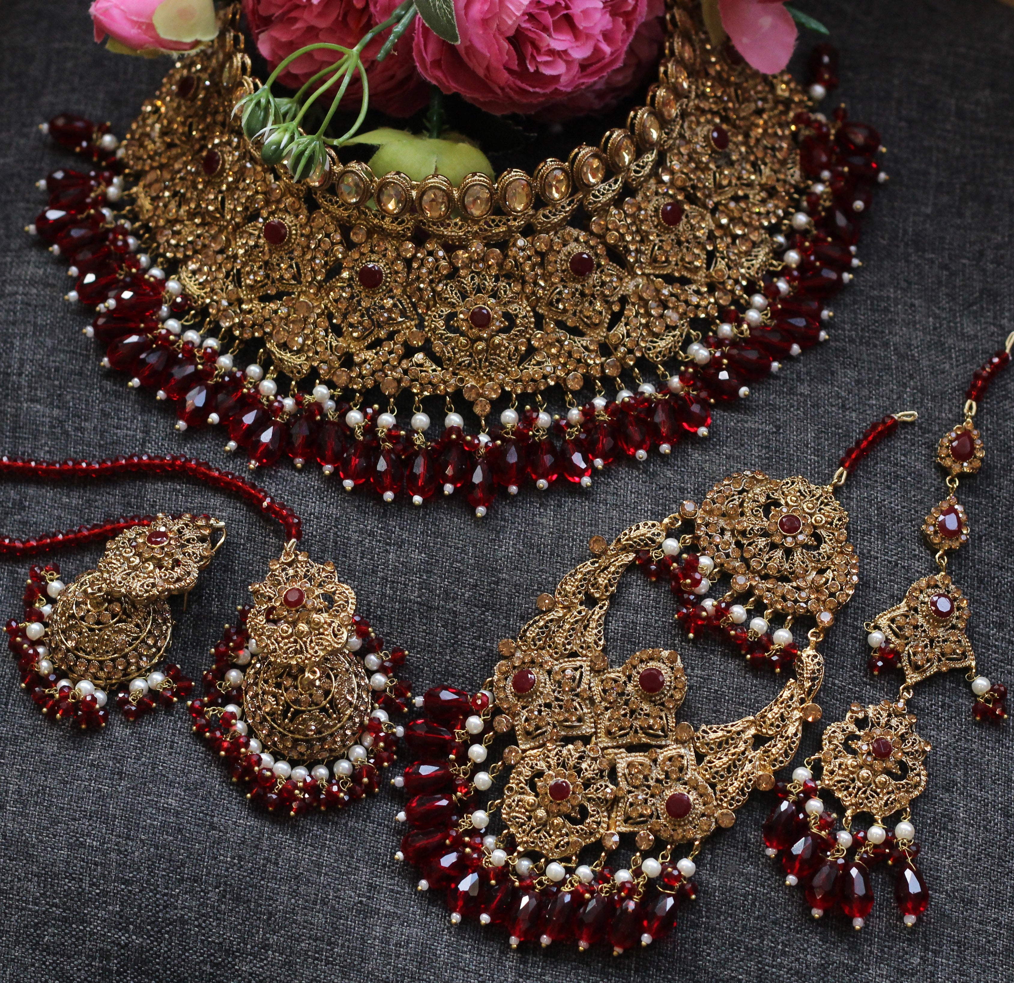 Red bridal jewelry
