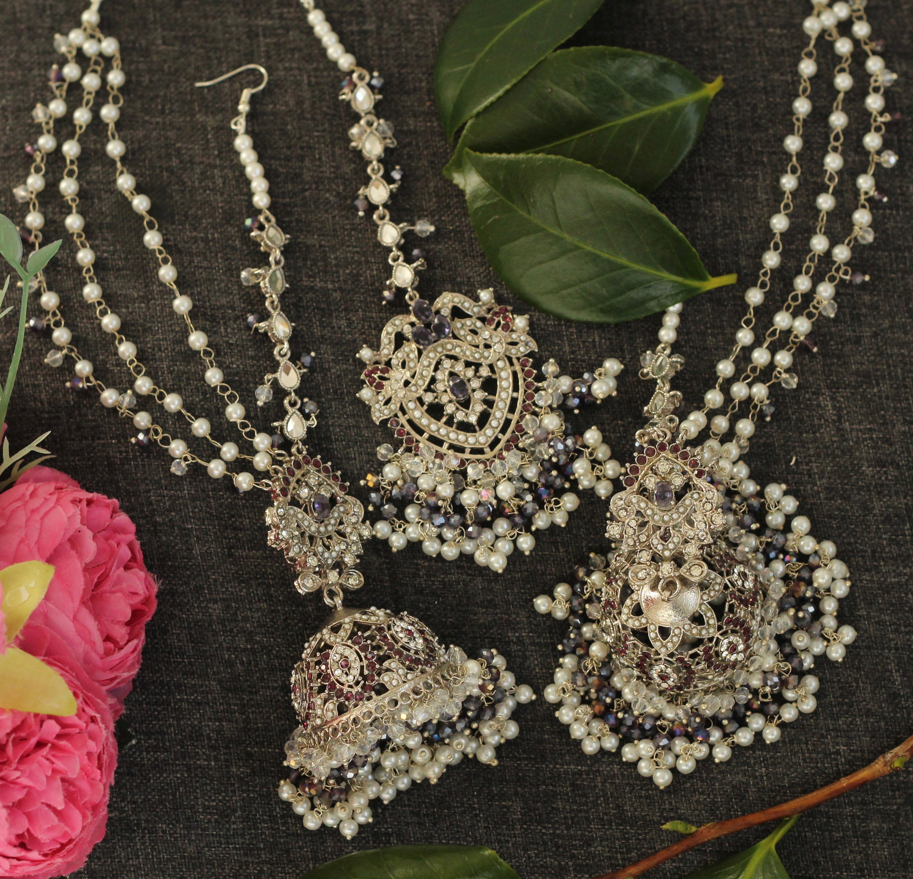 Jhumka earrings purple