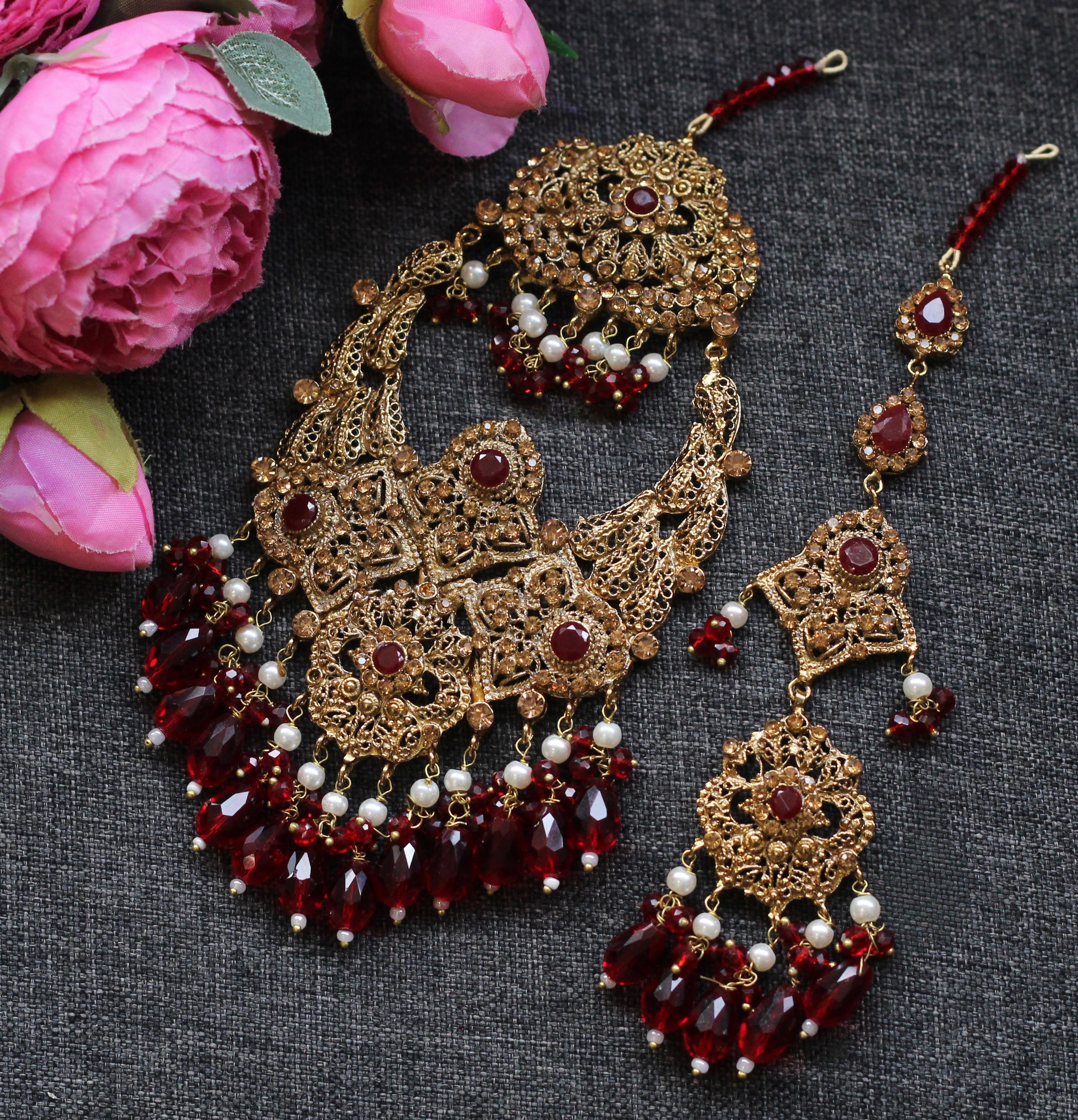 Red bridal jewelry