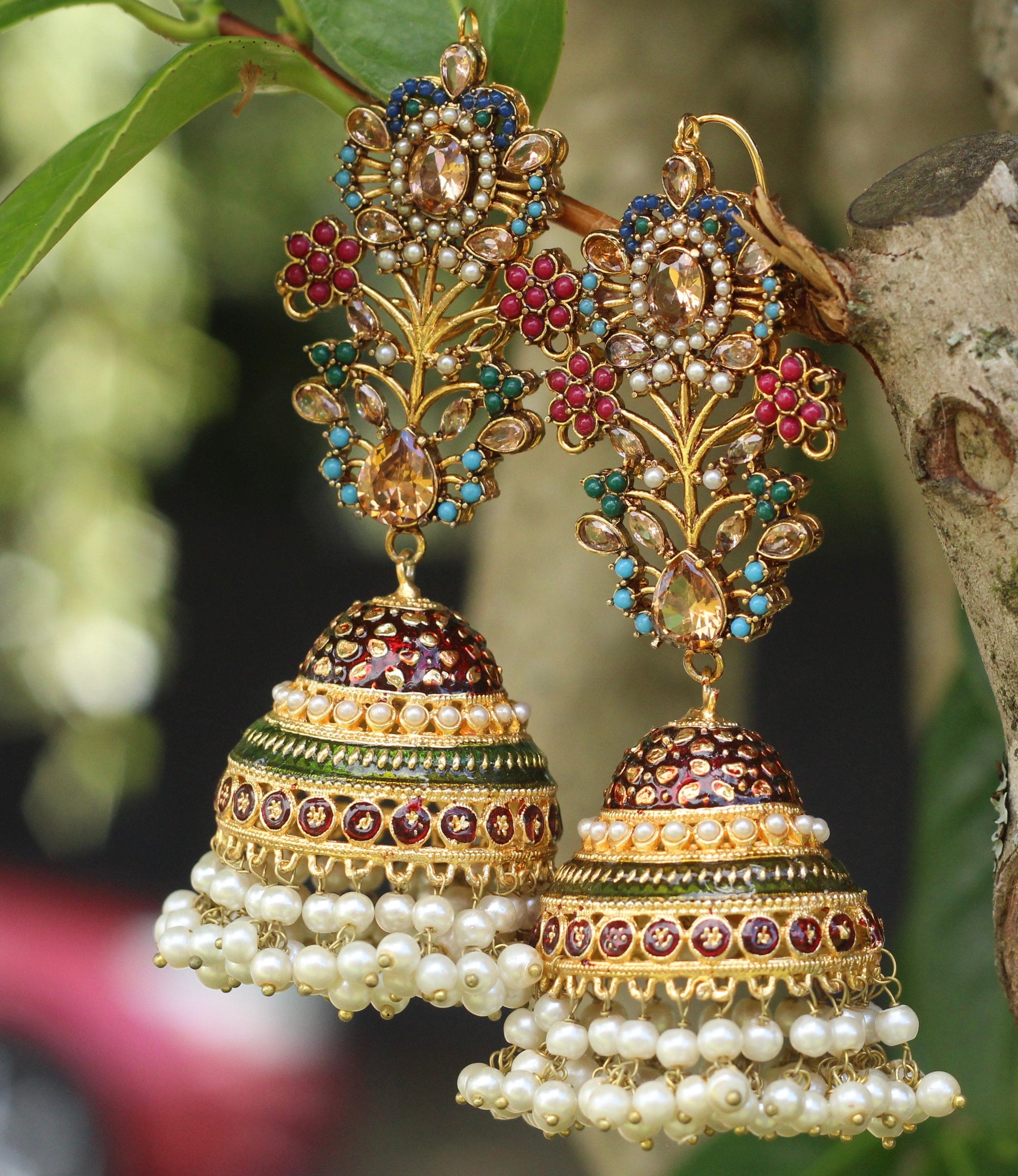 JHUMKA EARRINGS WITH MEENAKARI