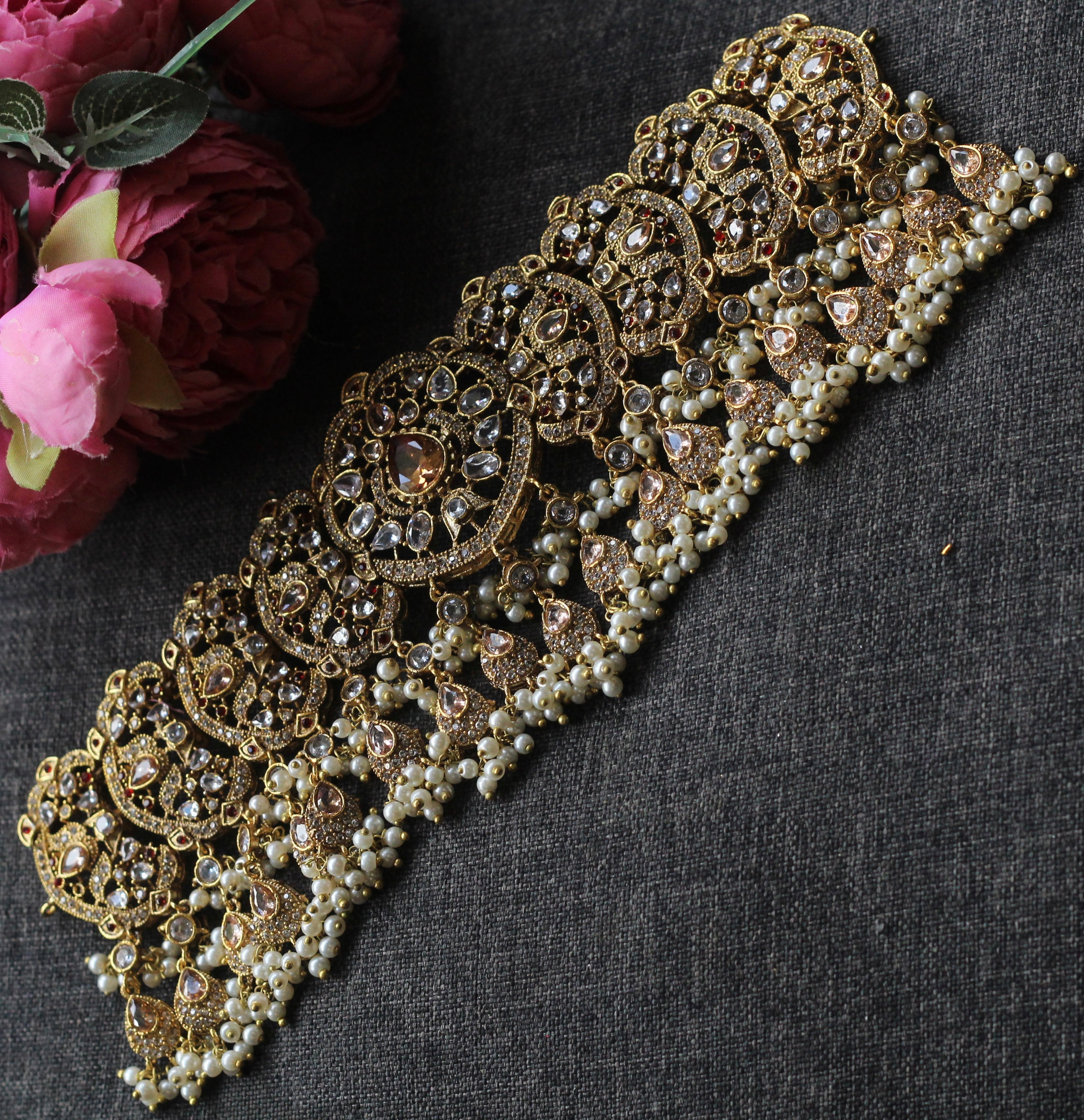 Gold and pearl bridal jewellery