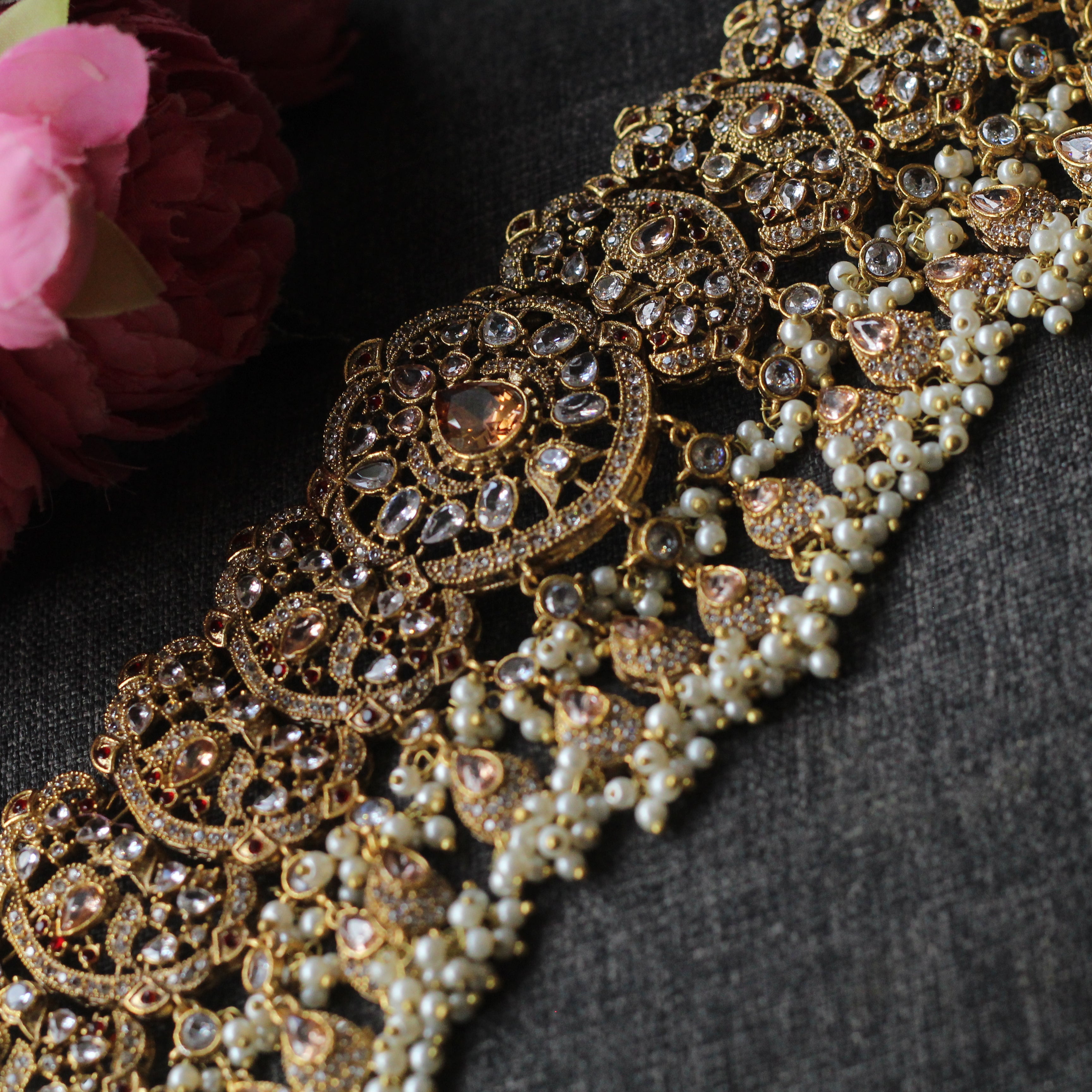 Gold and pearl bridal jewellery
