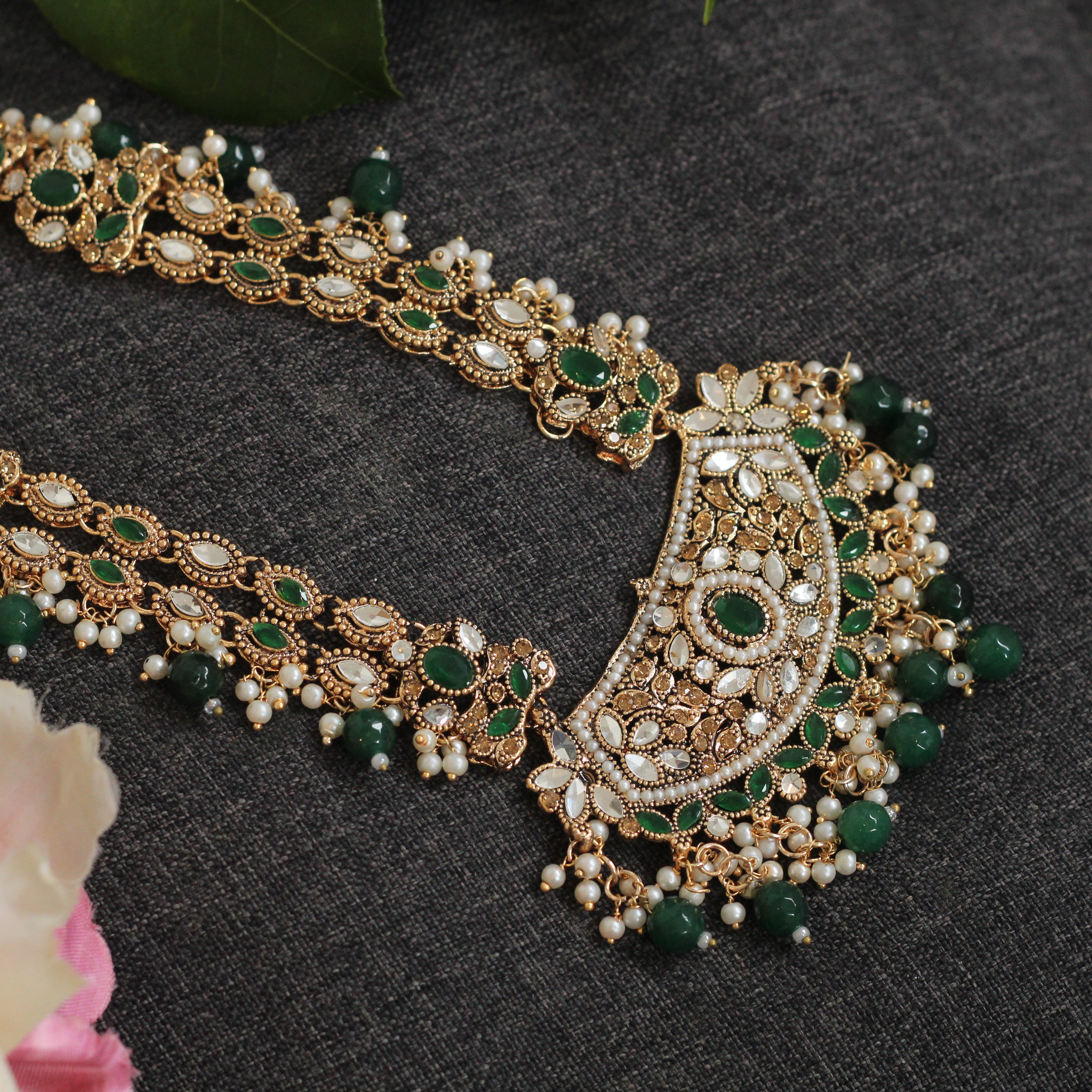 Green bridal jewellery
