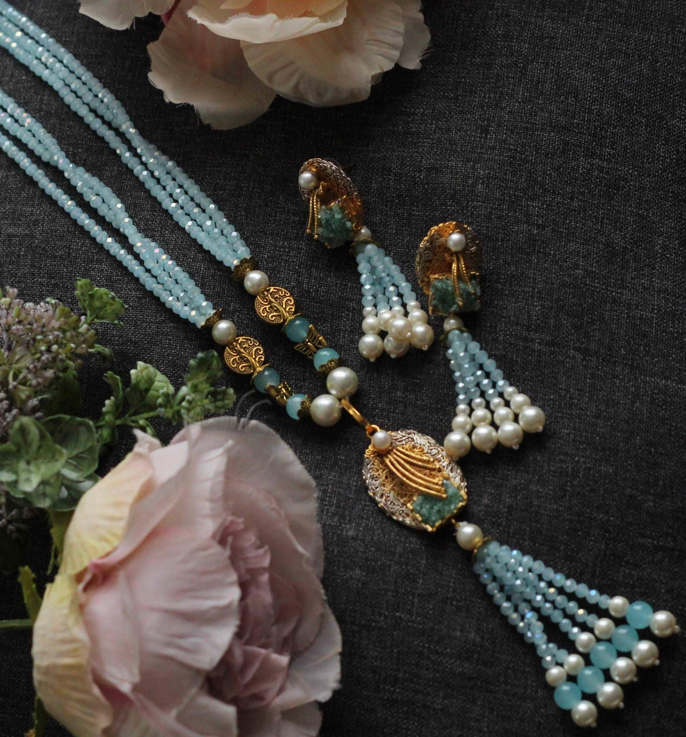 || LONG NECKLACE || My Store aqua-marine