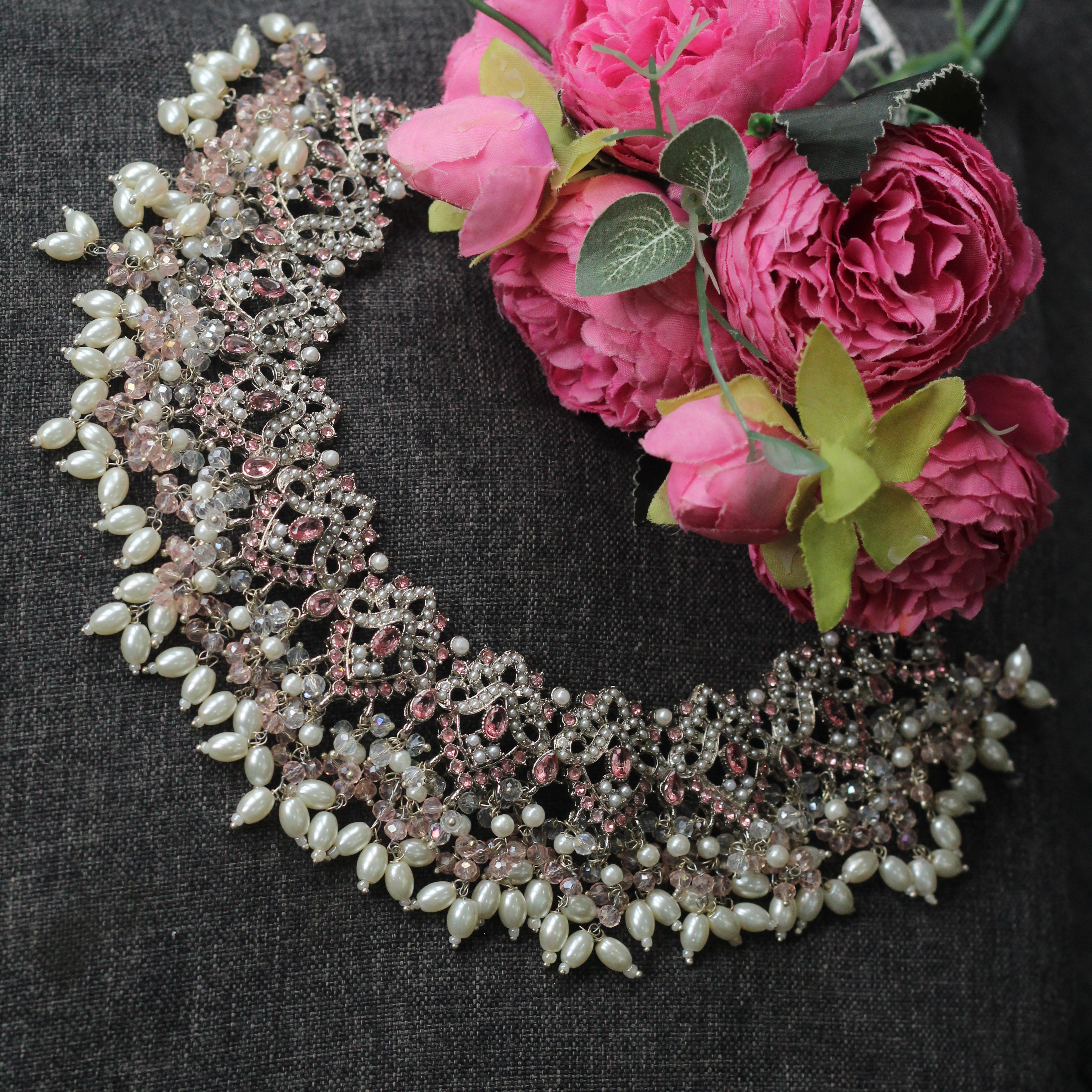 Pink and silver bridal Jewellery