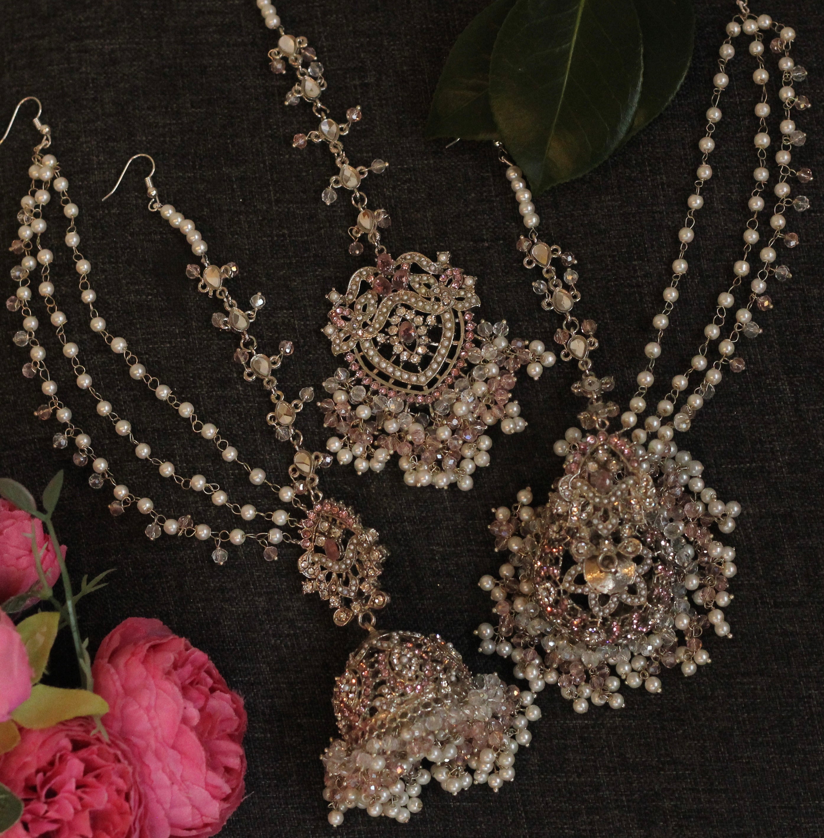 Jhumka earrings pink