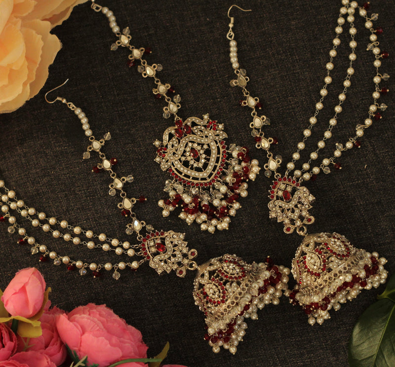 Jhumka earrings red