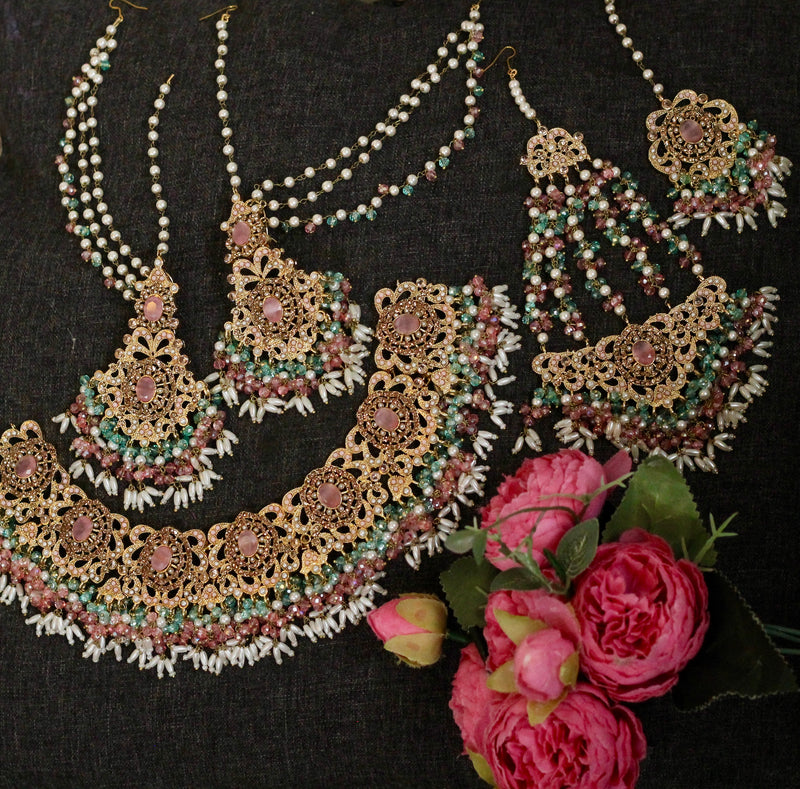 Pink bridal jewelry 