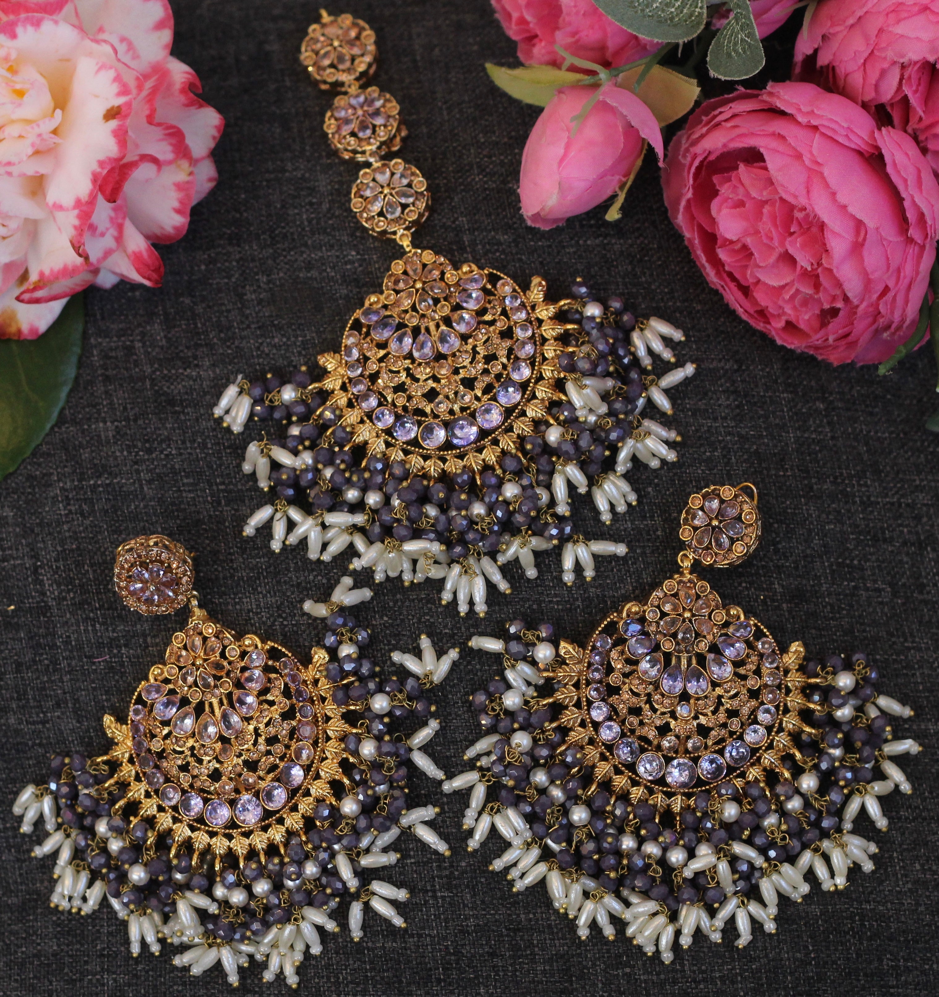 PEARL EARRINGS AND TIKKA