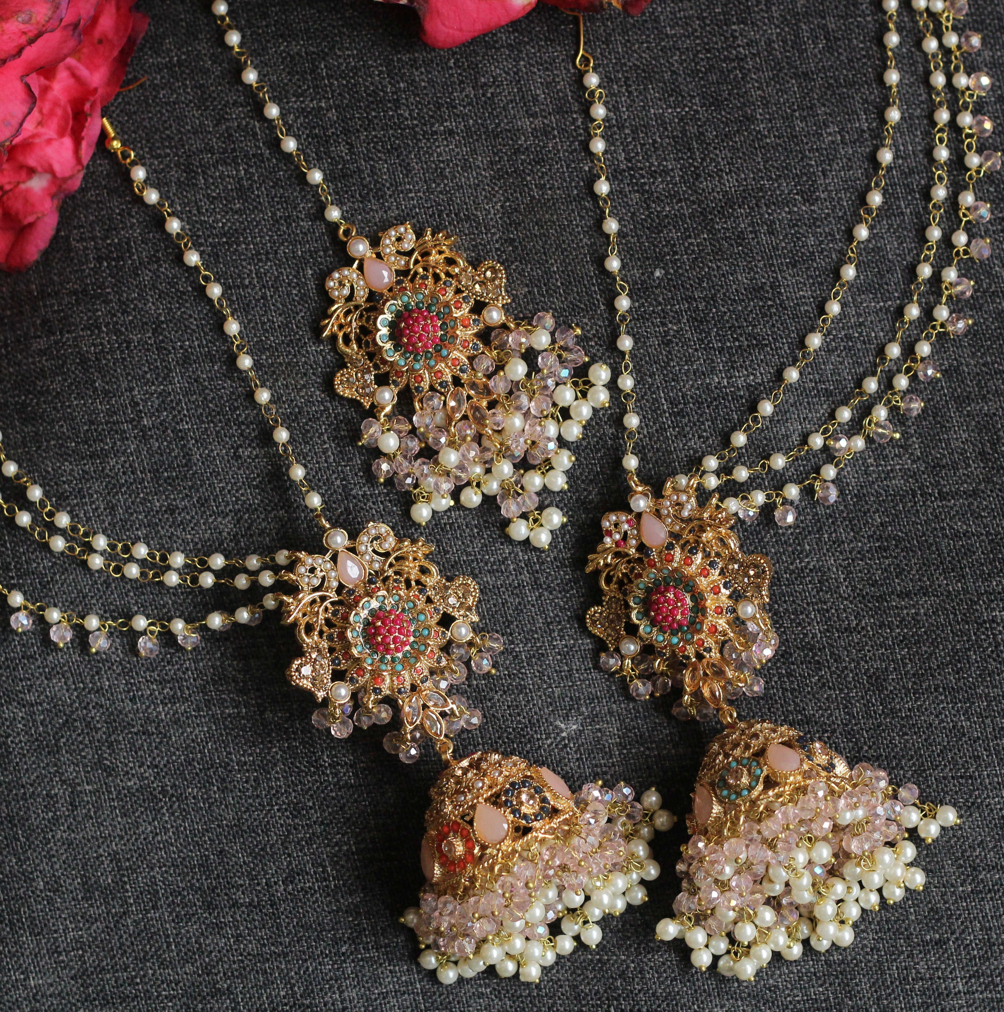 SOHANA LAYER JHUMKA EARRINGS WITH TIKKA