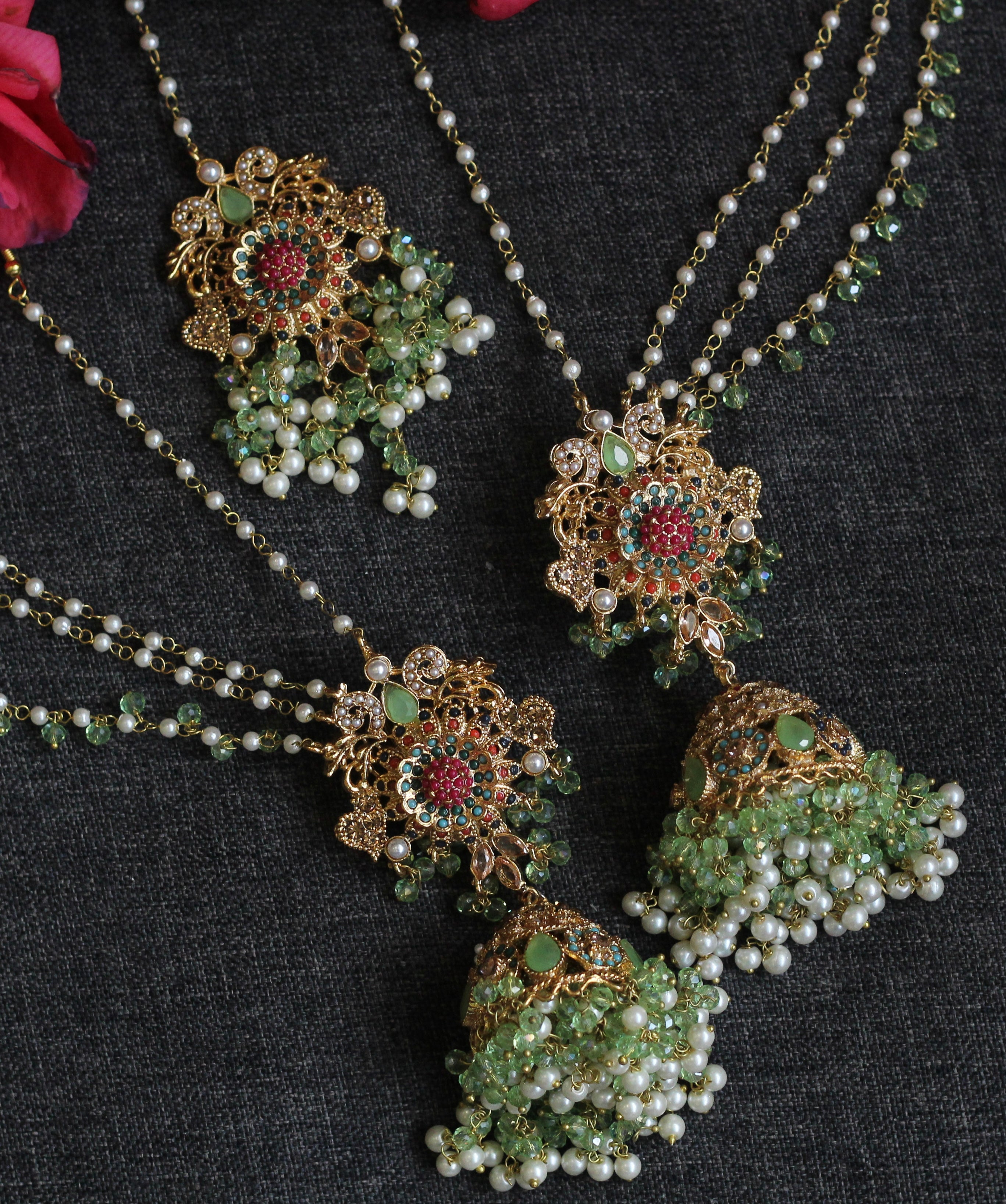 SOHANA LAYER JHUMKA EARRINGS WITH TIKKA