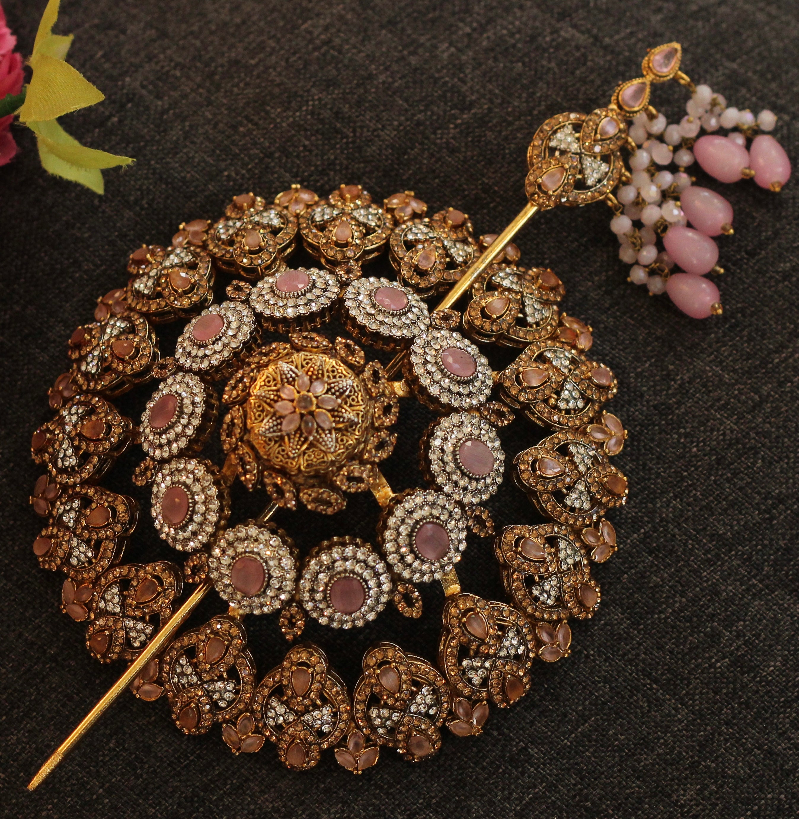 PINK JORA HAIR BUN JEWELRY