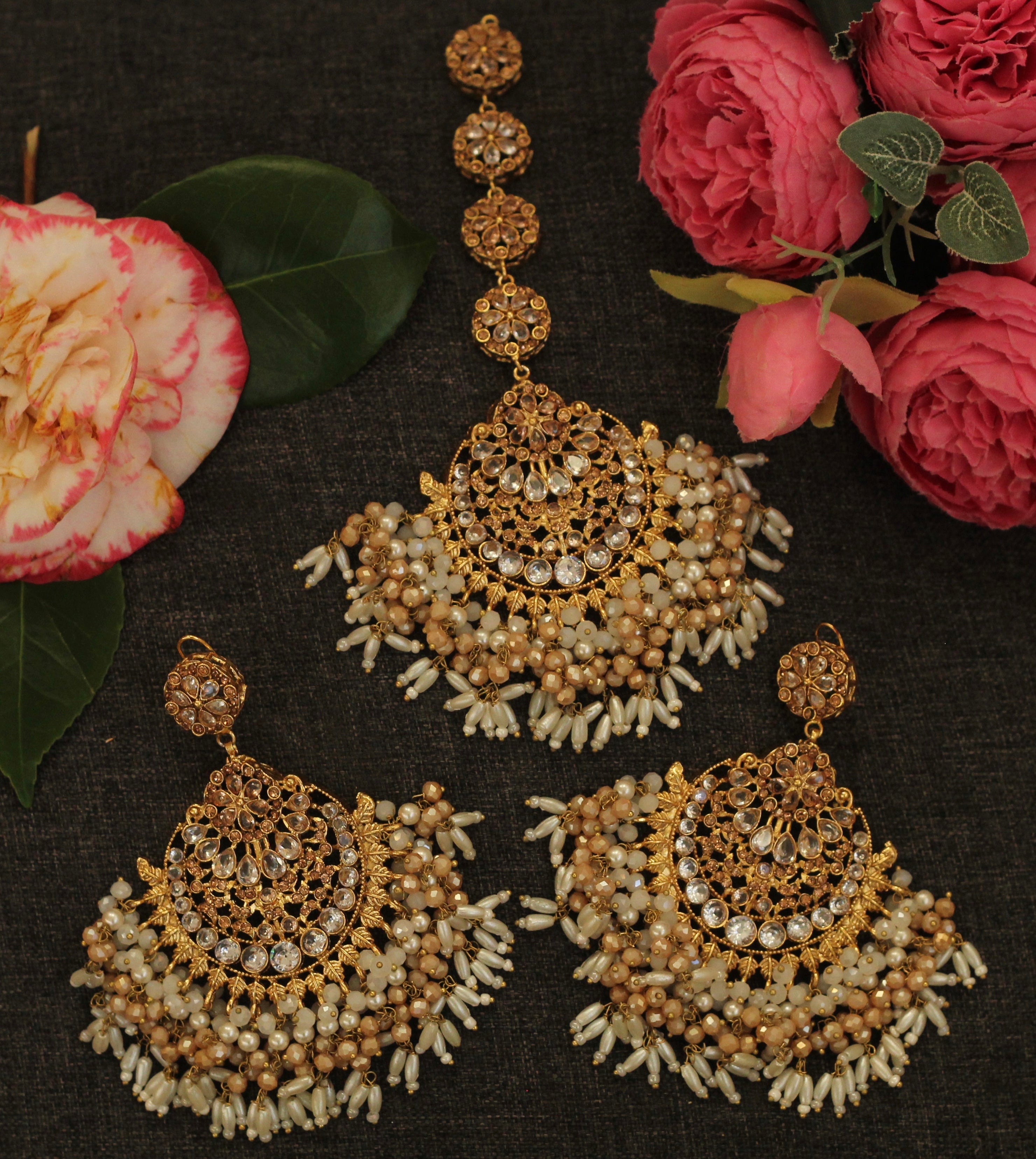 PEARL EARRINGS AND TIKKA