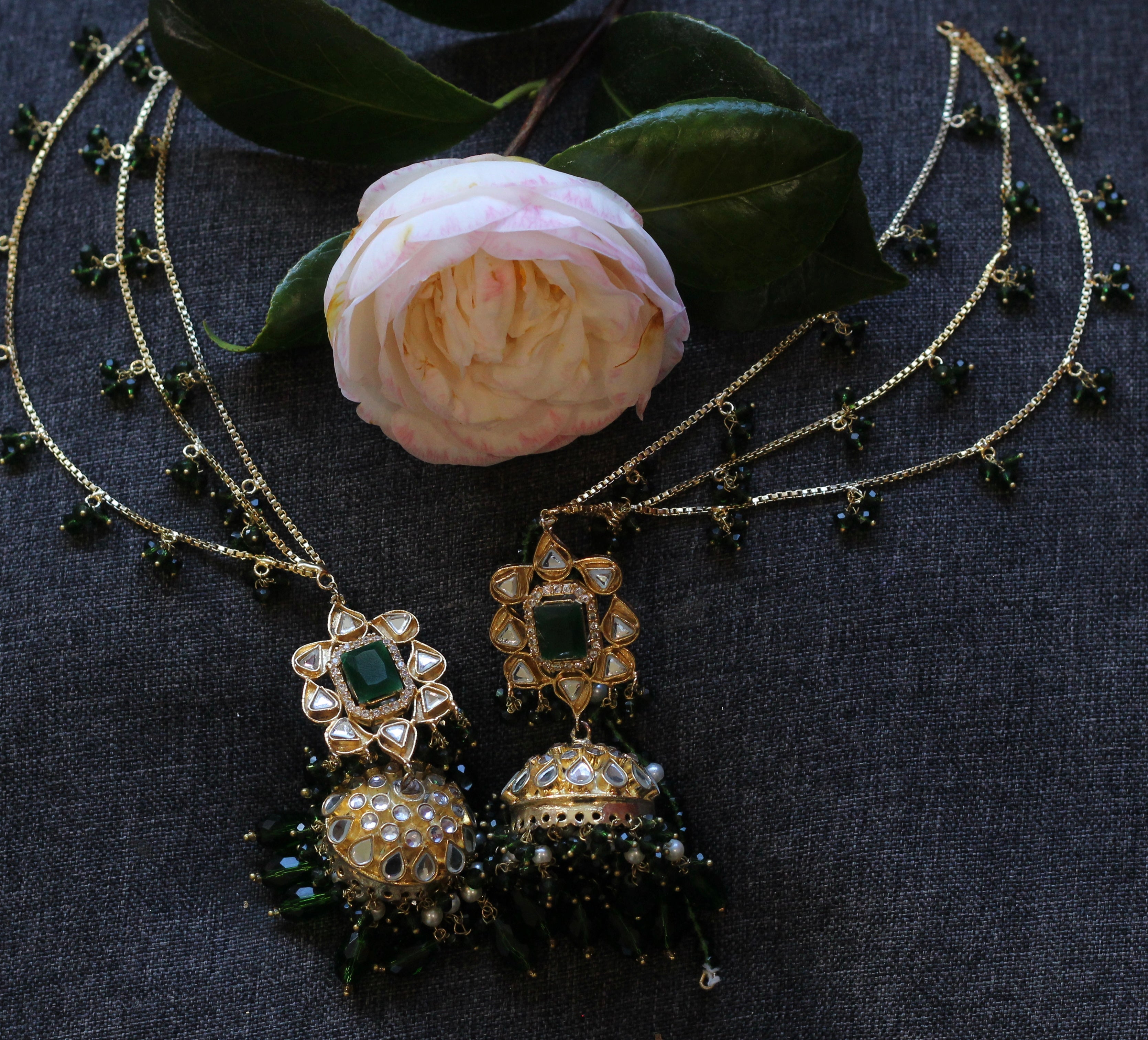 Green bridal jewelry 