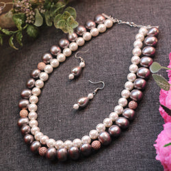 BLACK & WHITE PEARL NECKLACE SET