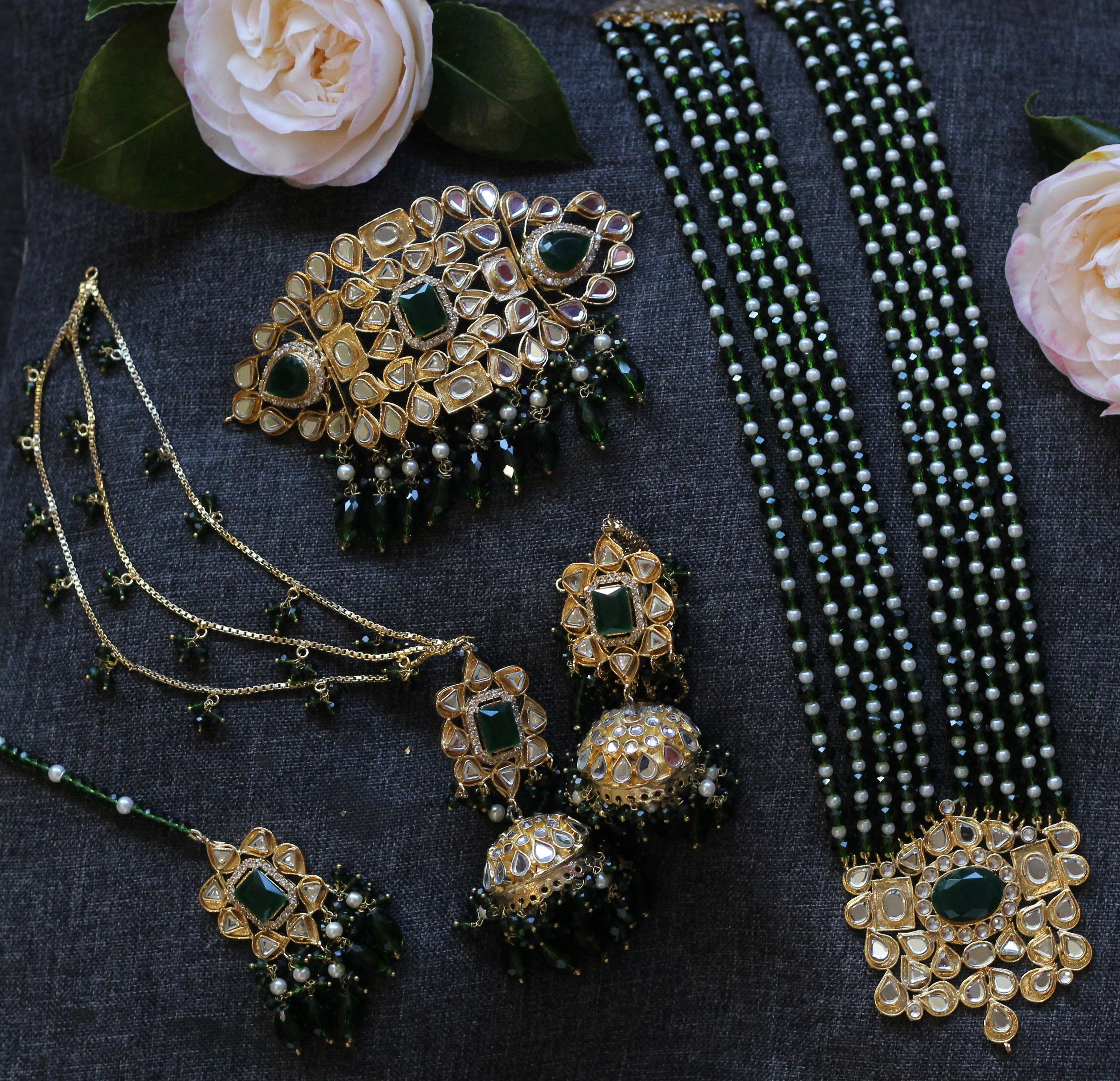 Green bridal jewelry 