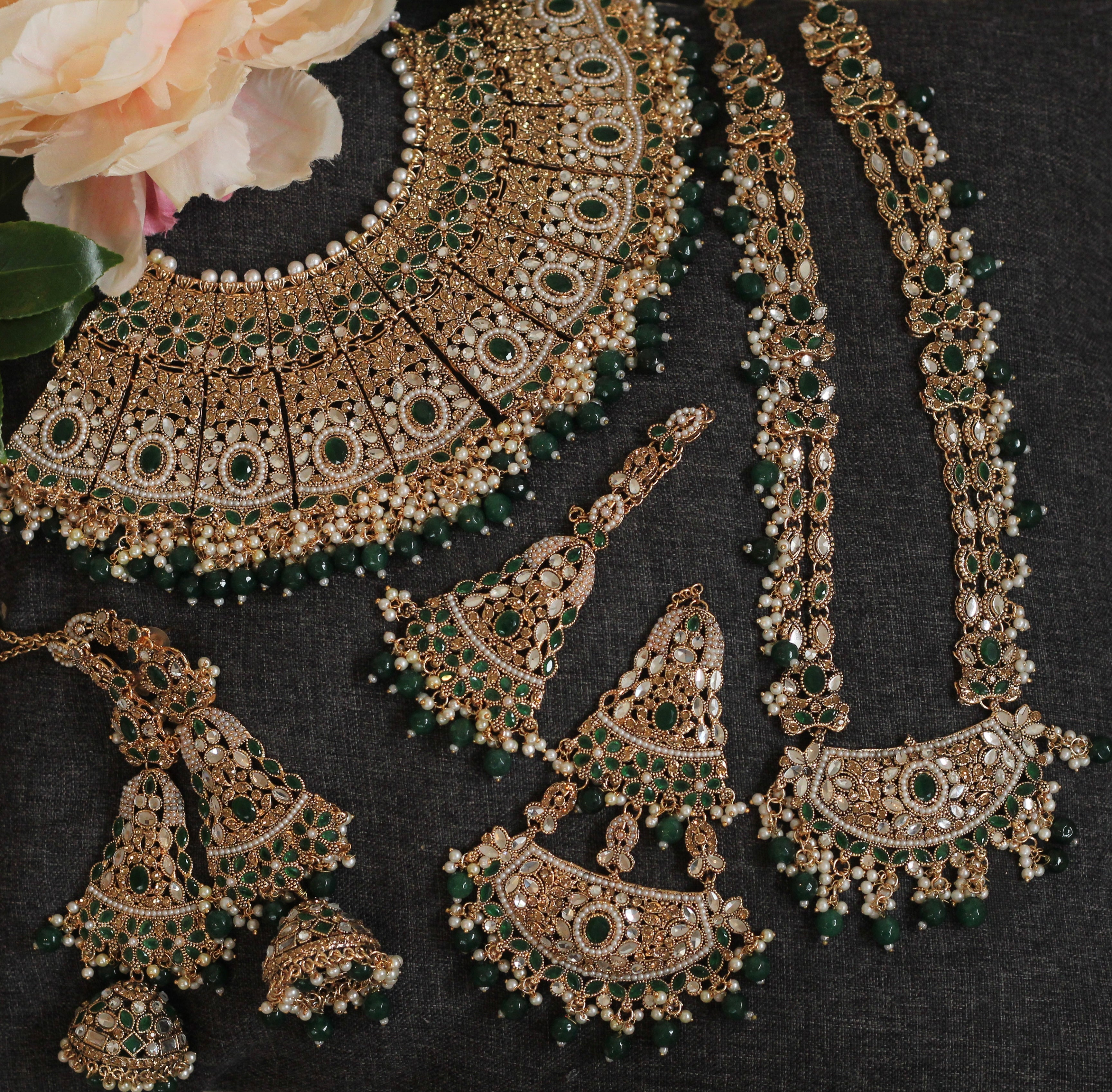 Green bridal jewellery 