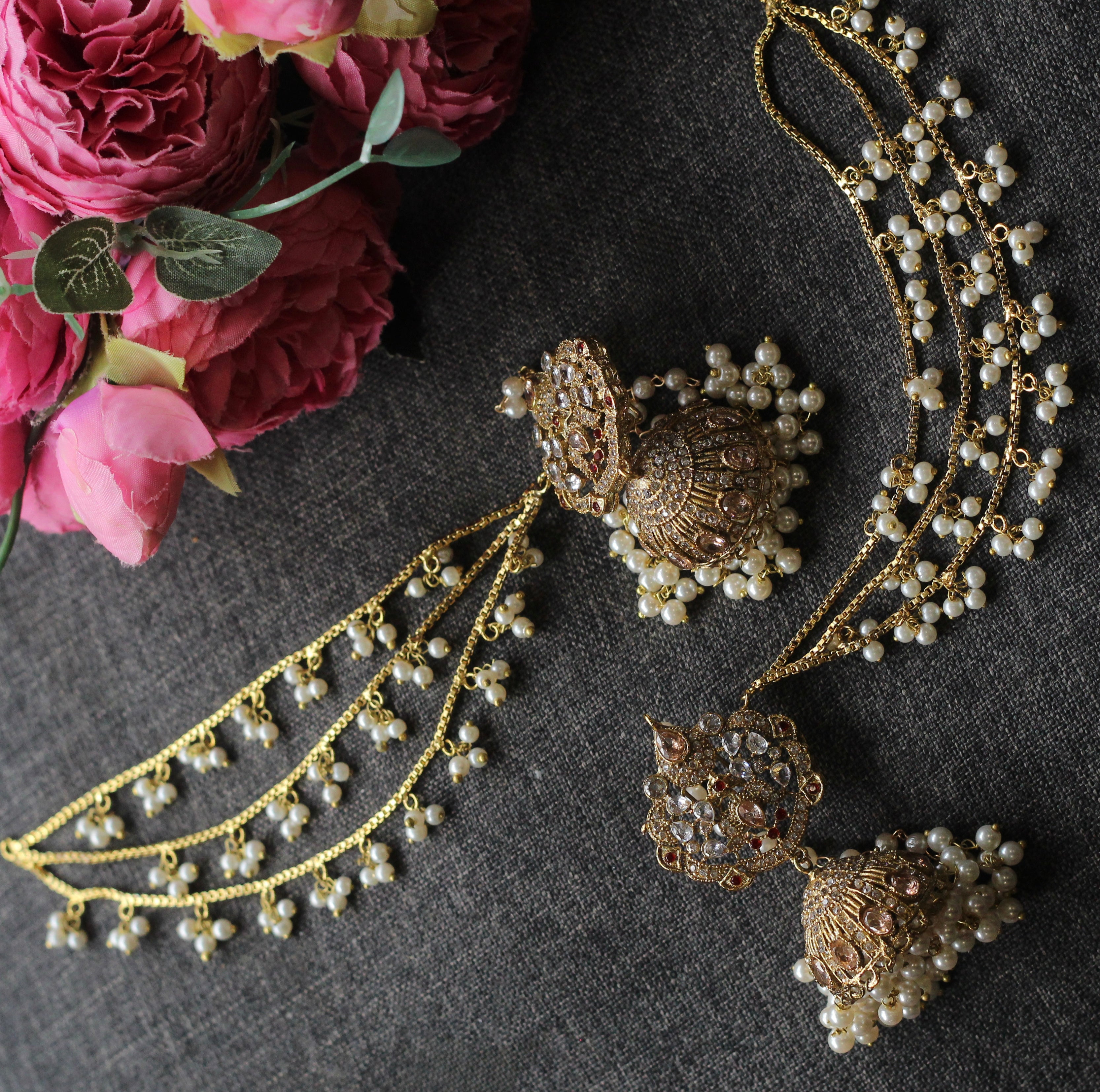 Gold and pearl bridal jewellery 