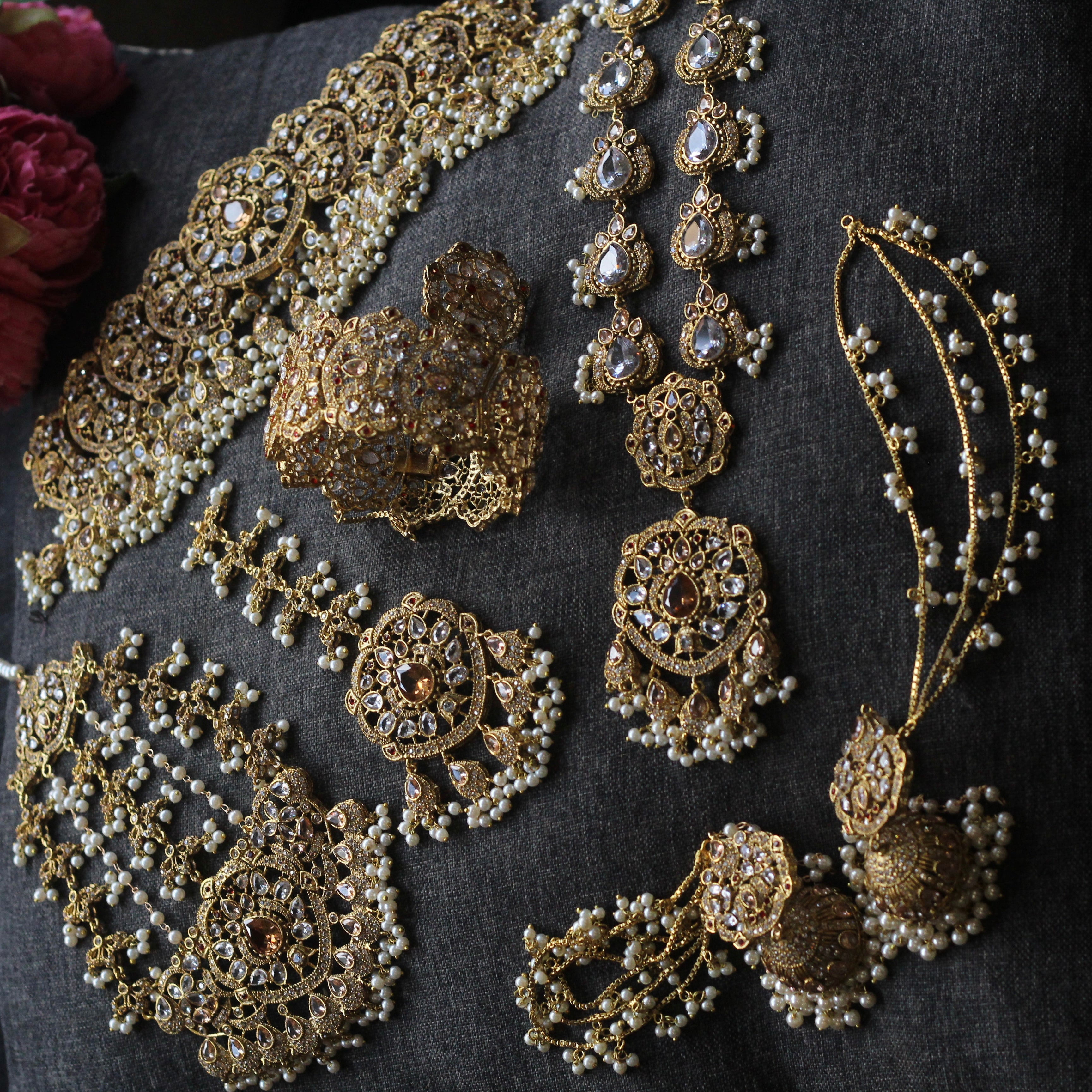 Gold and pearl bridal jewellery 