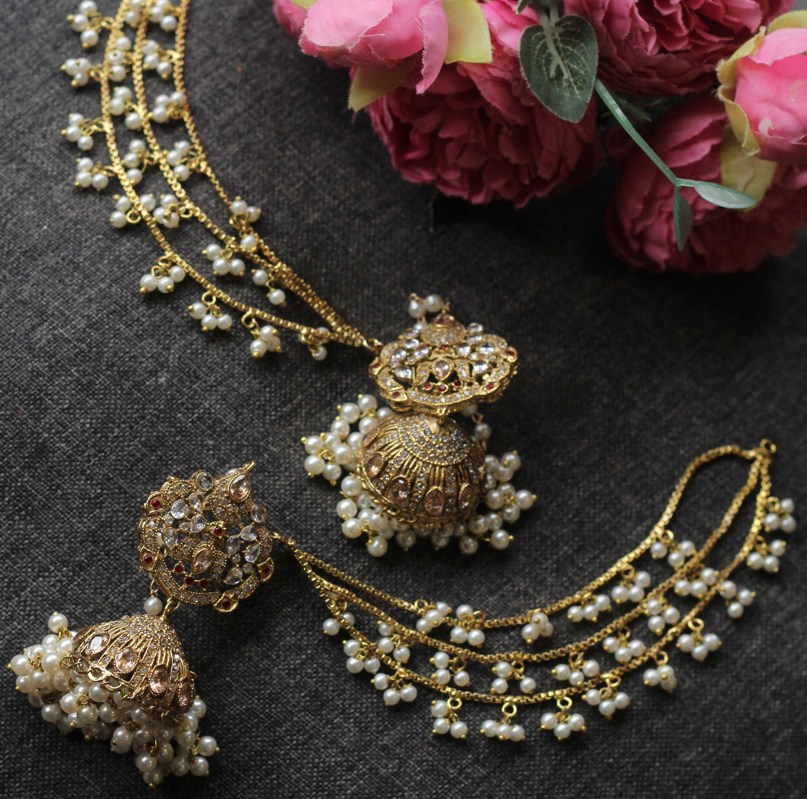 Gold and pearl bridal jewellery 