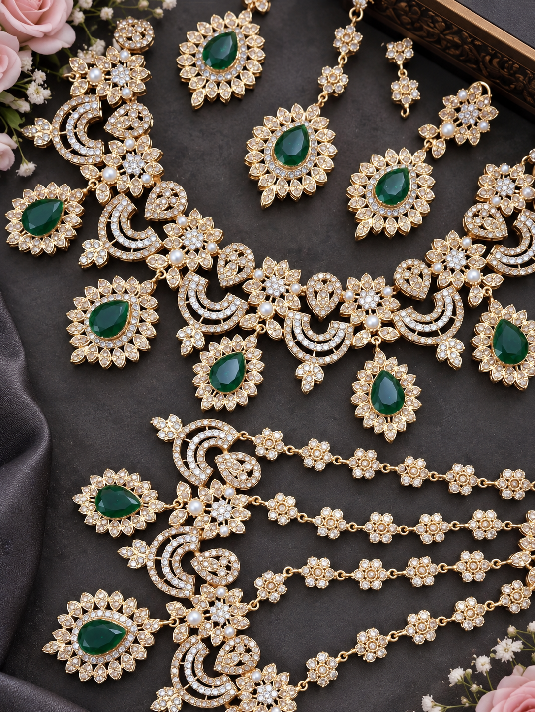 Green bridal jewellery 