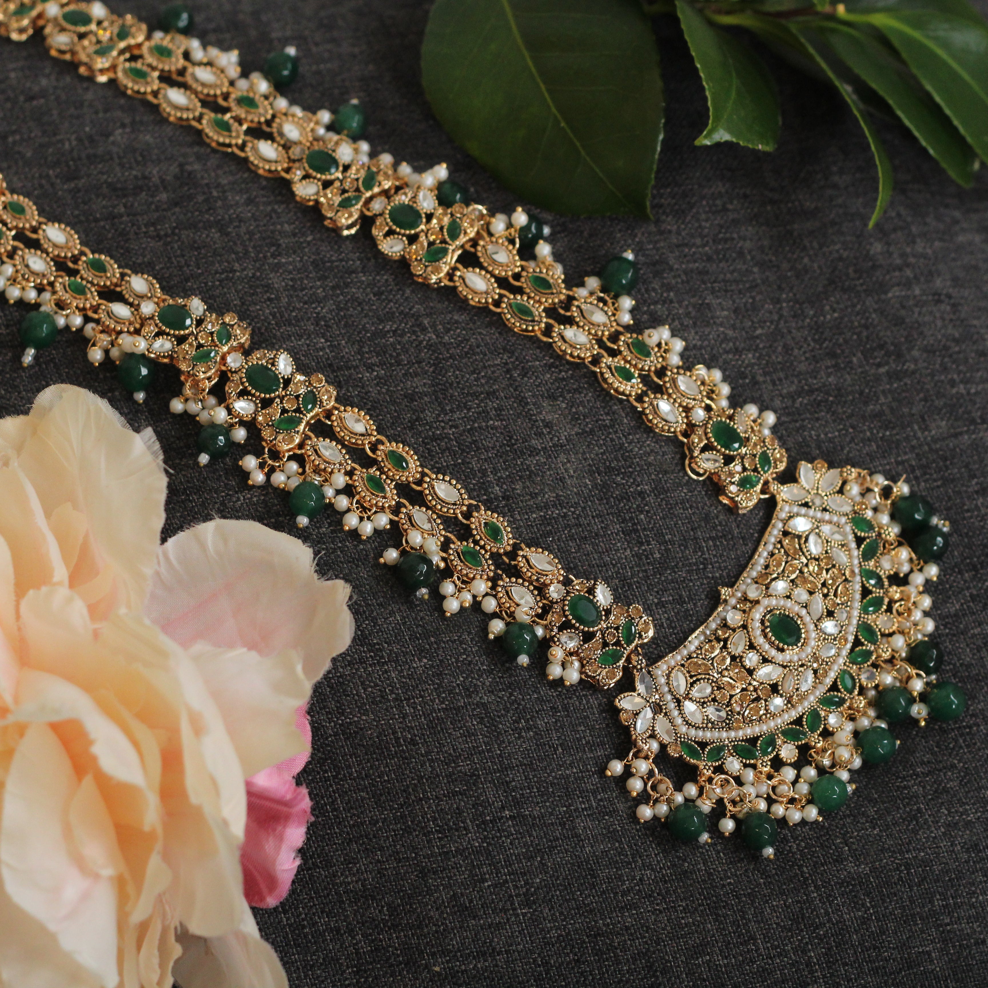 Green bridal jewellery 