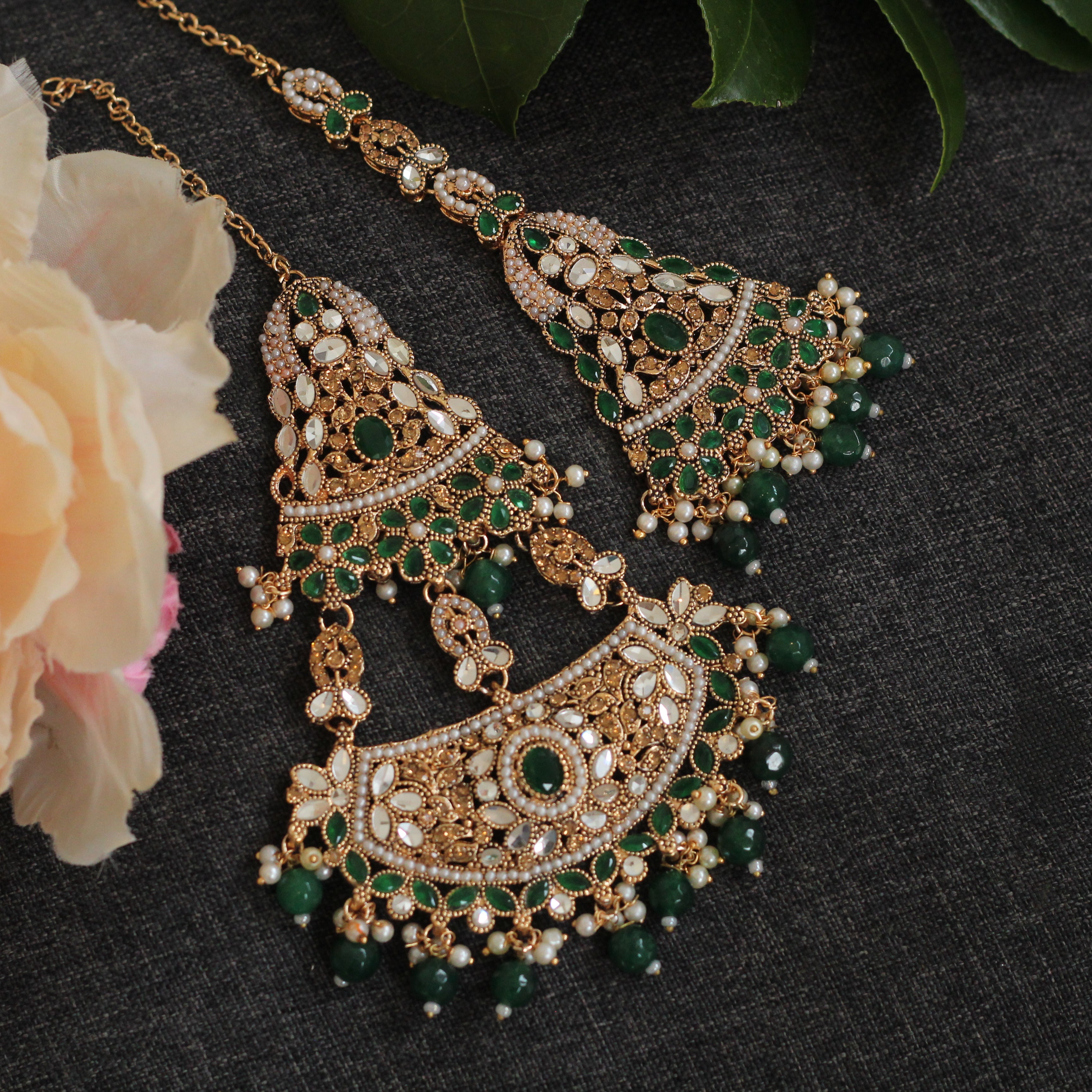 Green bridal jewellery 