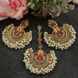 CHAND-E-MAH EARRINGS & TIKKA