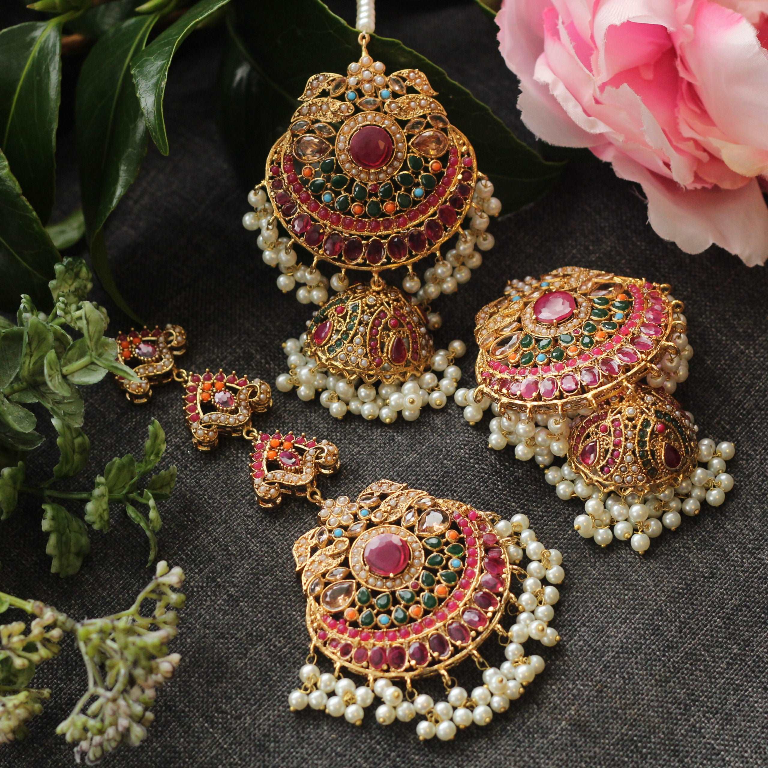 NAURATAN JHUMKA TIKKA