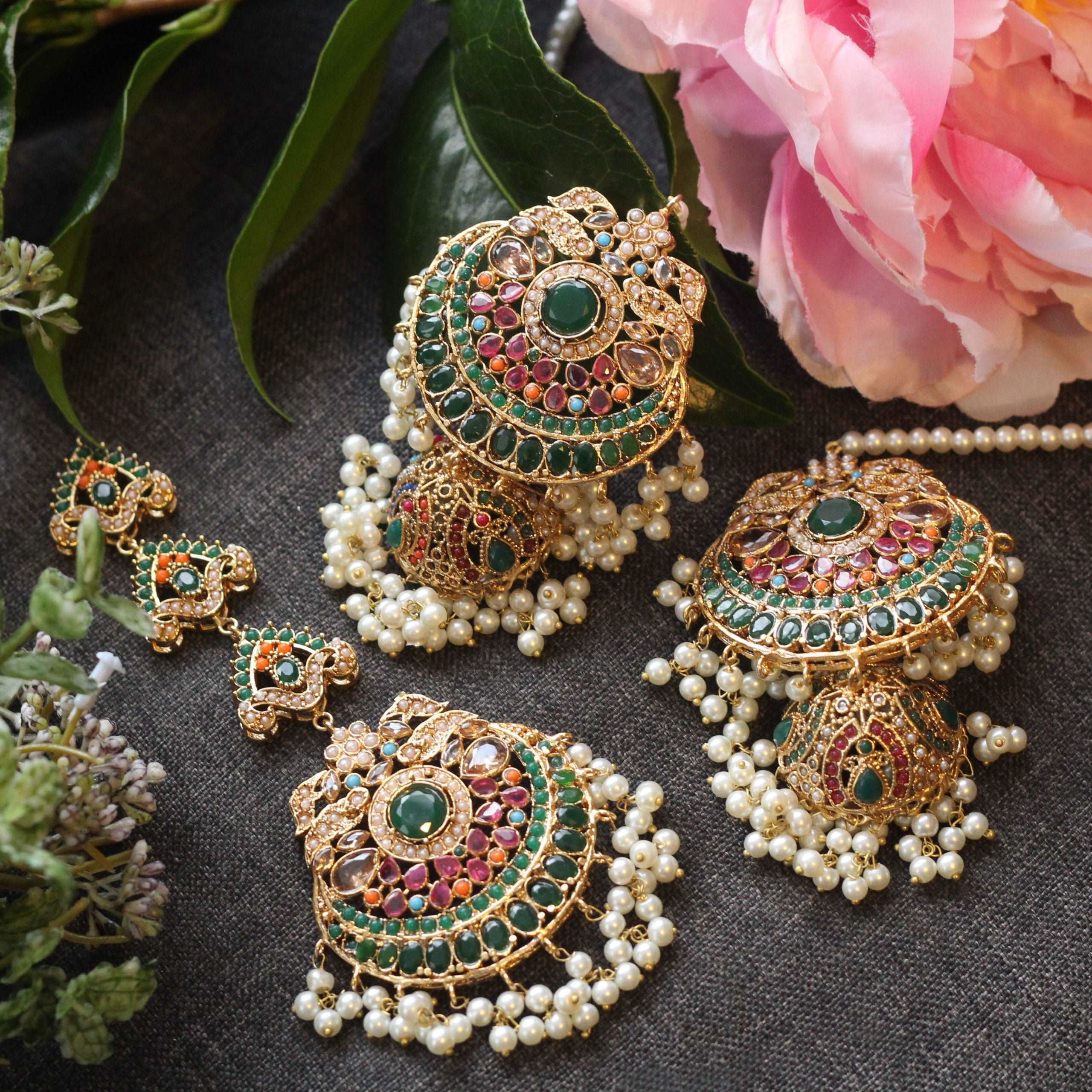 NAURATAN JHUMKA TIKKA