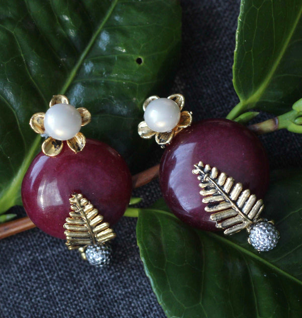 Maroon Stud Earrings