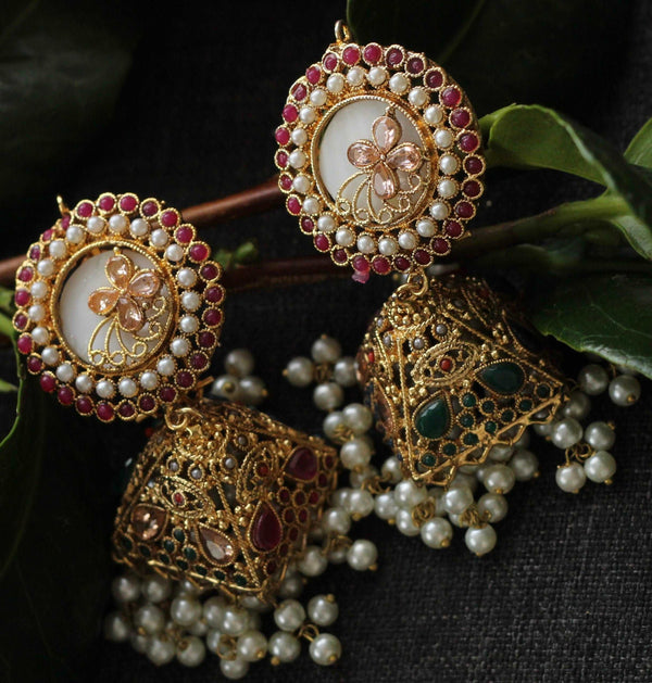 JHUMKA EARRINGS WITH CARVING