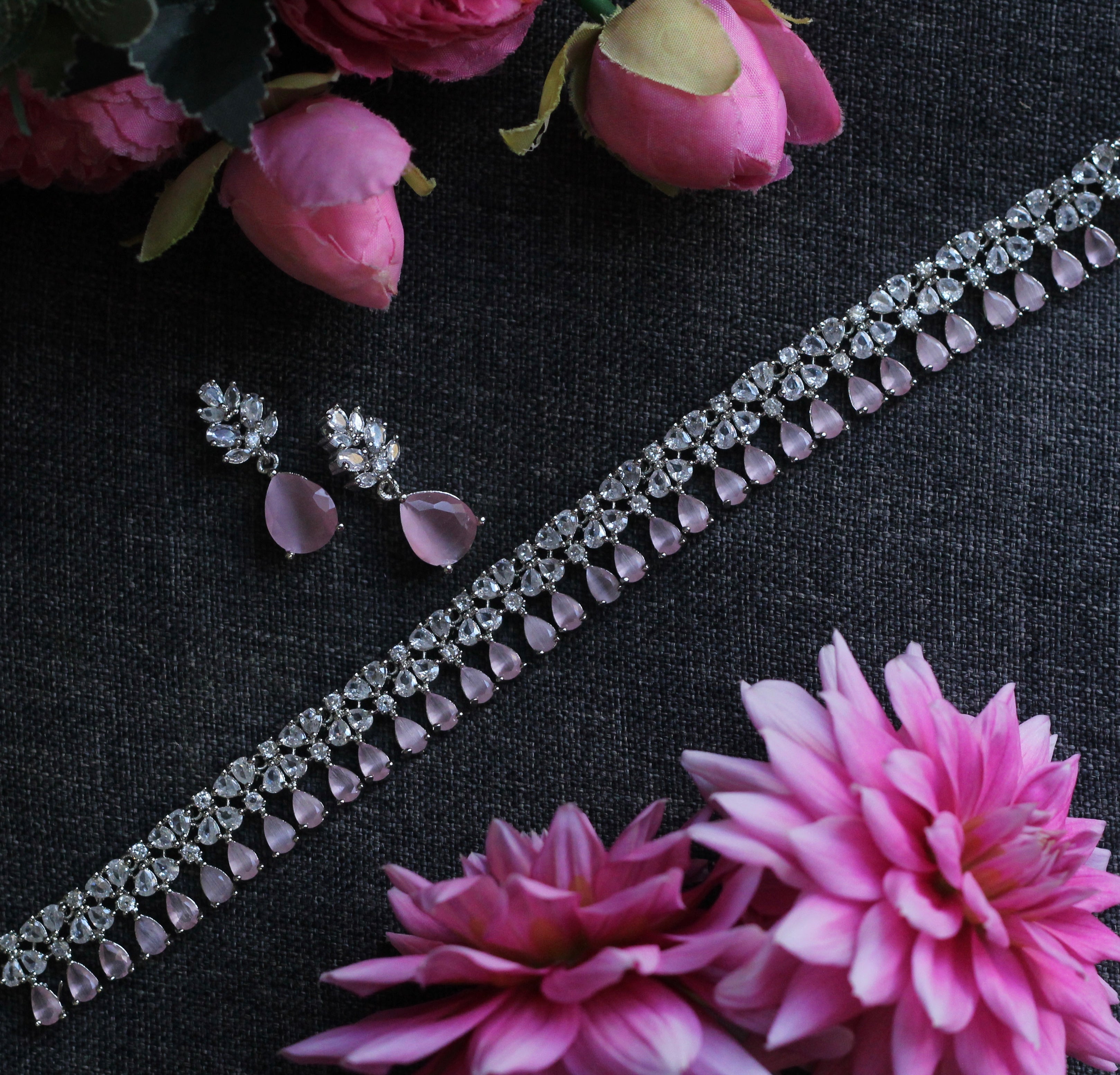 Pink and silver choker set